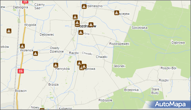 mapa Chwałki gmina Rozdrażew, Chwałki gmina Rozdrażew na mapie Targeo