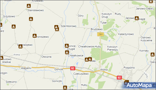 mapa Chwałkowice-Huby, Chwałkowice-Huby na mapie Targeo