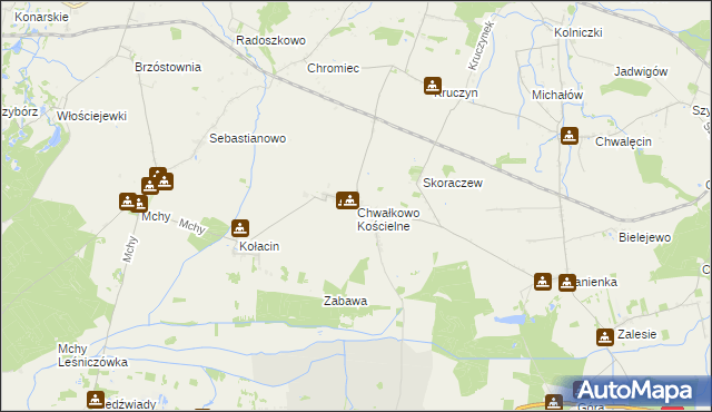 mapa Chwałkowo Kościelne, Chwałkowo Kościelne na mapie Targeo