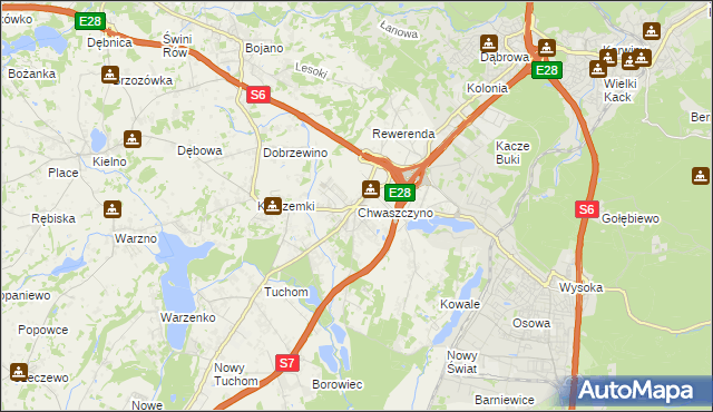mapa Chwaszczyno, Chwaszczyno na mapie Targeo