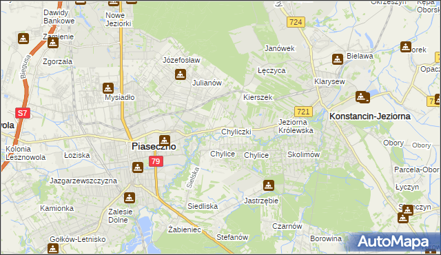 mapa Chyliczki gmina Piaseczno, Chyliczki gmina Piaseczno na mapie Targeo