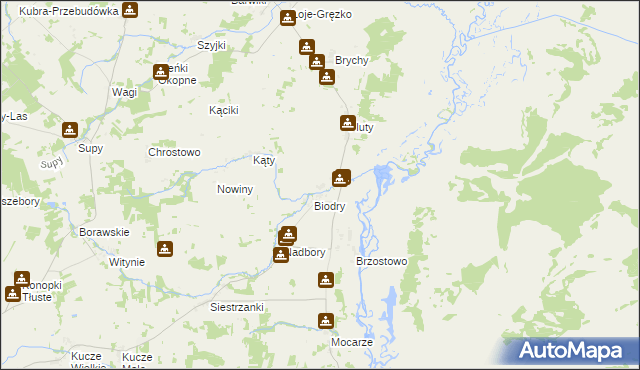 mapa Chyliny gmina Jedwabne, Chyliny gmina Jedwabne na mapie Targeo