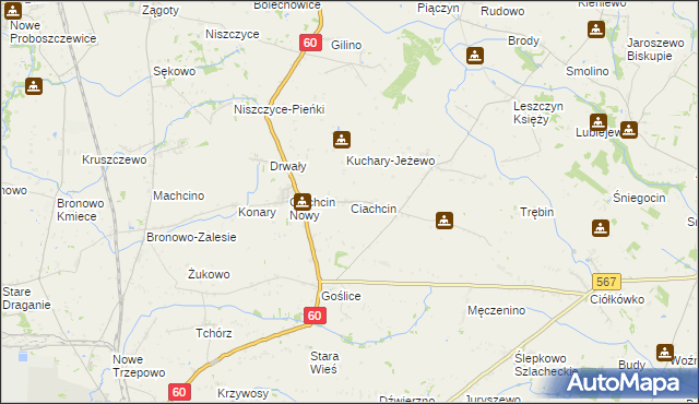 mapa Ciachcin, Ciachcin na mapie Targeo