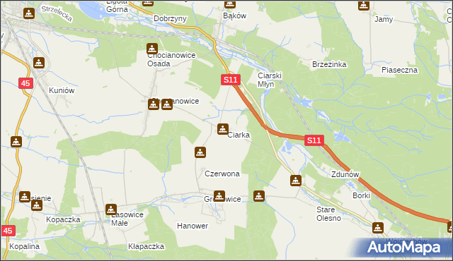 mapa Ciarka, Ciarka na mapie Targeo