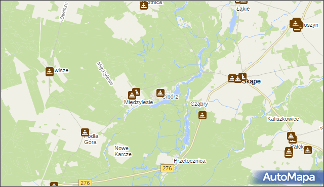 mapa Cibórz gmina Skąpe, Cibórz gmina Skąpe na mapie Targeo