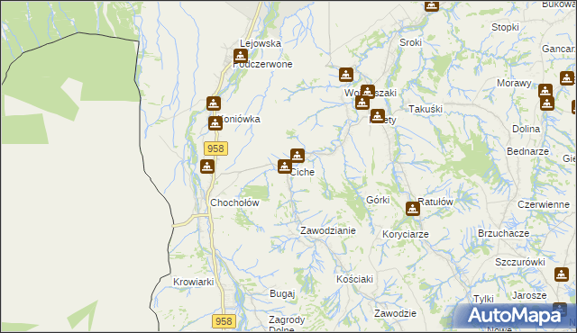 mapa Ciche gmina Czarny Dunajec, Ciche gmina Czarny Dunajec na mapie Targeo