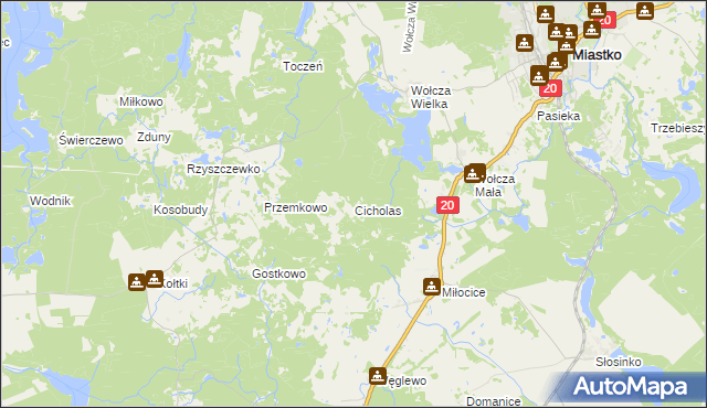 mapa Cicholas, Cicholas na mapie Targeo