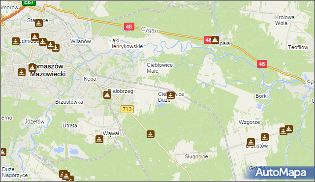 mapa Ciebłowice Duże, Ciebłowice Duże na mapie Targeo