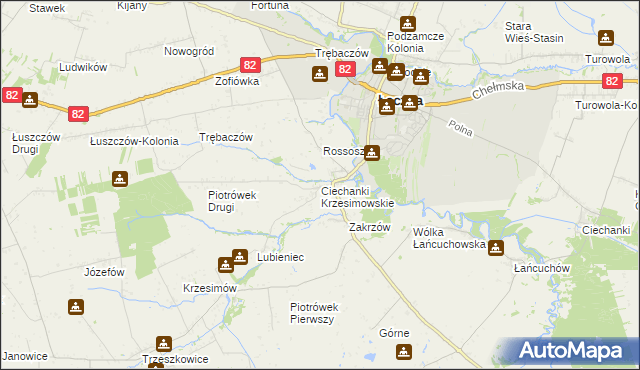 mapa Ciechanki Krzesimowskie, Ciechanki Krzesimowskie na mapie Targeo