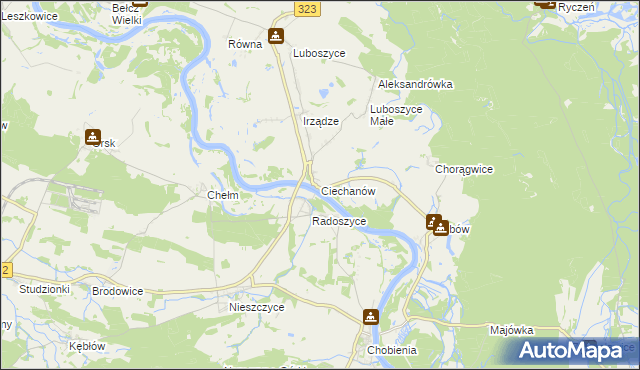 mapa Ciechanów gmina Jemielno, Ciechanów gmina Jemielno na mapie Targeo