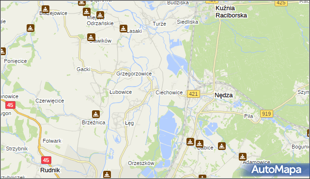 mapa Ciechowice, Ciechowice na mapie Targeo