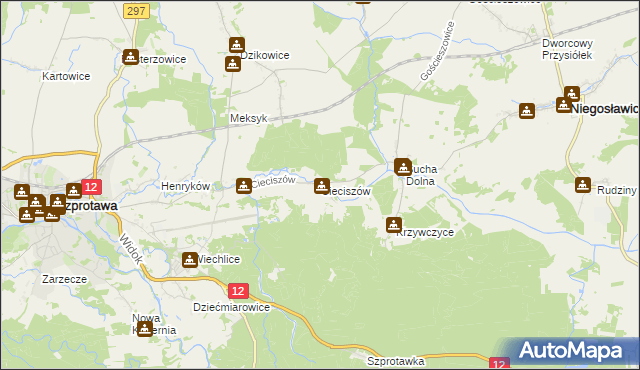 mapa Cieciszów, Cieciszów na mapie Targeo