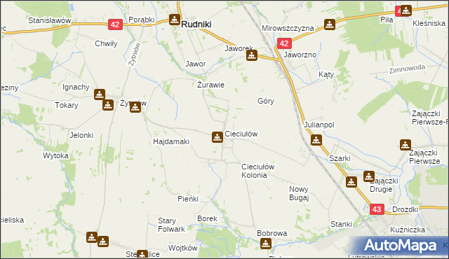 mapa Cieciułów, Cieciułów na mapie Targeo