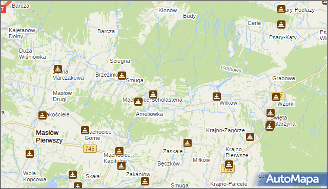 mapa Ciekoty, Ciekoty na mapie Targeo