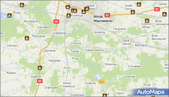 mapa Cielechowizna, Cielechowizna na mapie Targeo