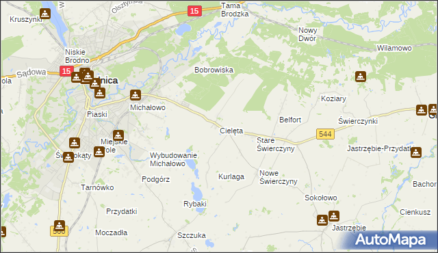 mapa Cielęta, Cielęta na mapie Targeo