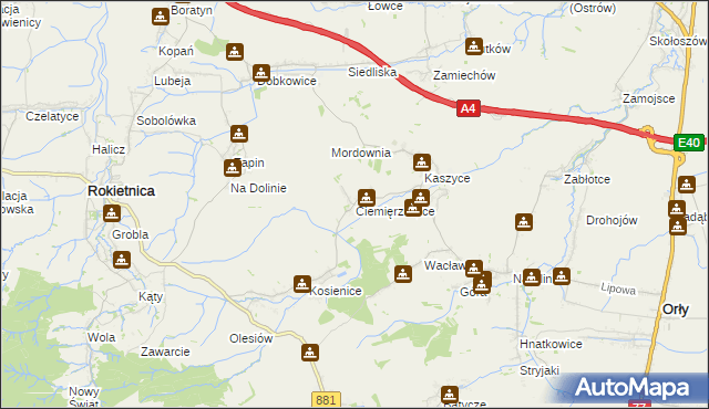 mapa Ciemięrzowice, Ciemięrzowice na mapie Targeo