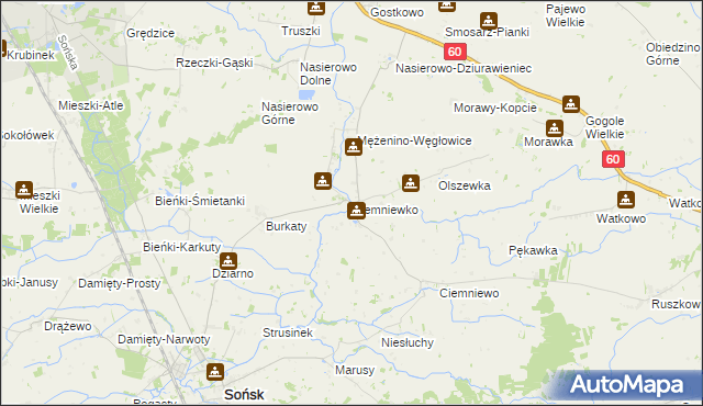 mapa Ciemniewko, Ciemniewko na mapie Targeo