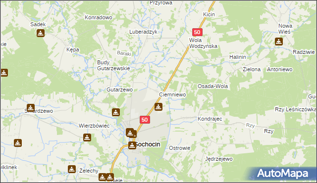 mapa Ciemniewo gmina Sochocin, Ciemniewo gmina Sochocin na mapie Targeo