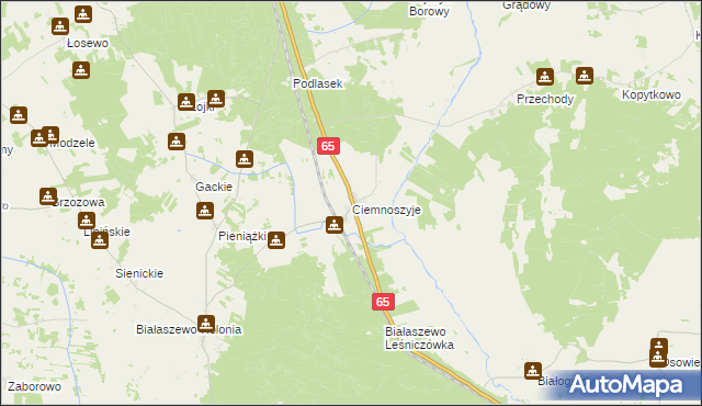 mapa Ciemnoszyje, Ciemnoszyje na mapie Targeo