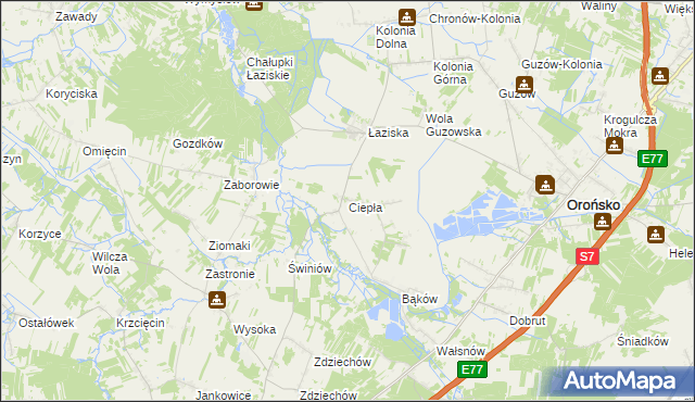 mapa Ciepła, Ciepła na mapie Targeo