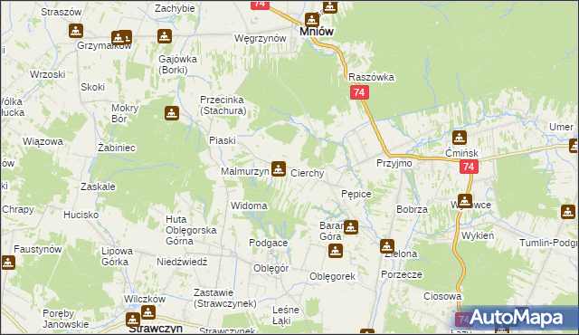 mapa Cierchy, Cierchy na mapie Targeo