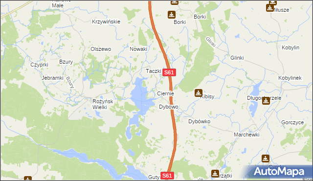 mapa Ciernie gmina Prostki, Ciernie gmina Prostki na mapie Targeo