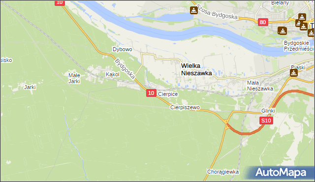 mapa Cierpice gmina Wielka Nieszawka, Cierpice gmina Wielka Nieszawka na mapie Targeo