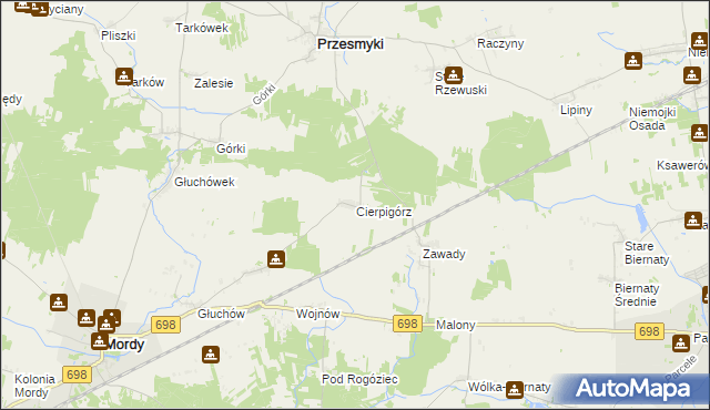 mapa Cierpigórz gmina Przesmyki, Cierpigórz gmina Przesmyki na mapie Targeo