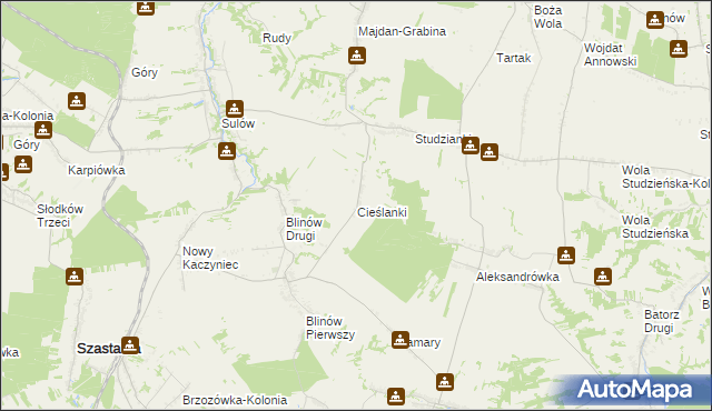 mapa Cieślanki, Cieślanki na mapie Targeo