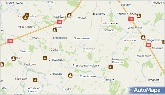 mapa Cieszewo, Cieszewo na mapie Targeo