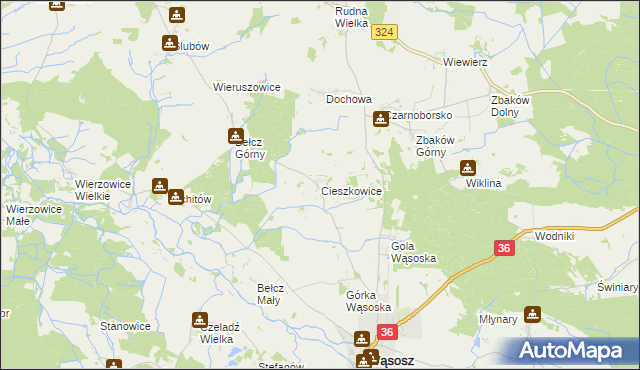 mapa Cieszkowice, Cieszkowice na mapie Targeo