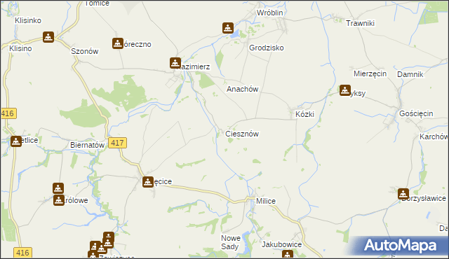 mapa Ciesznów, Ciesznów na mapie Targeo