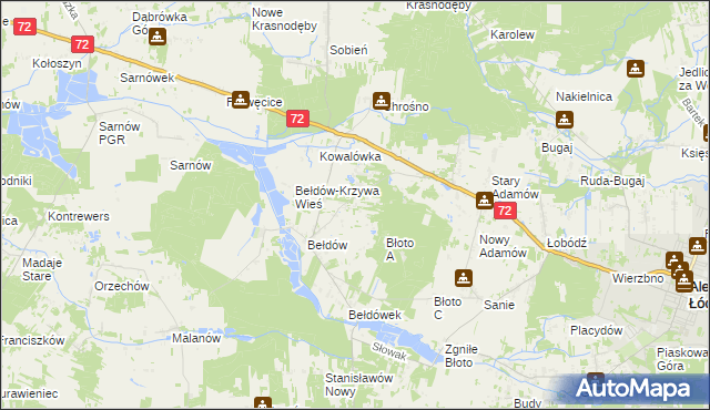 mapa Ciężków gmina Aleksandrów Łódzki, Ciężków gmina Aleksandrów Łódzki na mapie Targeo