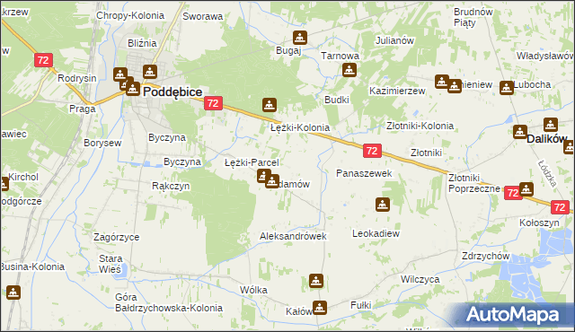 mapa Ciężków gmina Poddębice, Ciężków gmina Poddębice na mapie Targeo