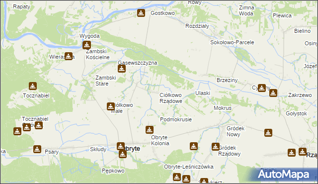 mapa Ciółkowo Rządowe, Ciółkowo Rządowe na mapie Targeo