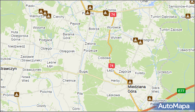 mapa Ciosowa, Ciosowa na mapie Targeo