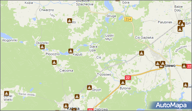 mapa Cis gmina Zblewo, Cis gmina Zblewo na mapie Targeo