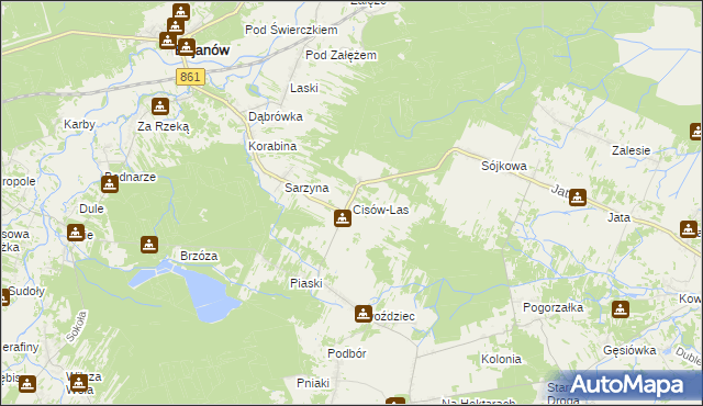 mapa Cisów-Las, Cisów-Las na mapie Targeo