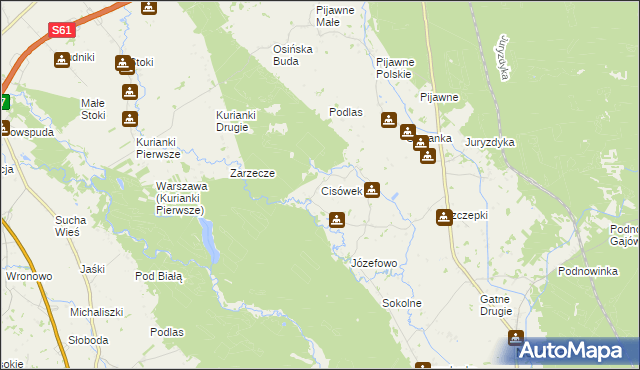 mapa Cisówek gmina Nowinka, Cisówek gmina Nowinka na mapie Targeo