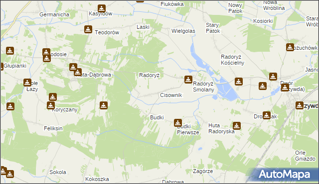 mapa Cisownik gmina Krzywda, Cisownik gmina Krzywda na mapie Targeo