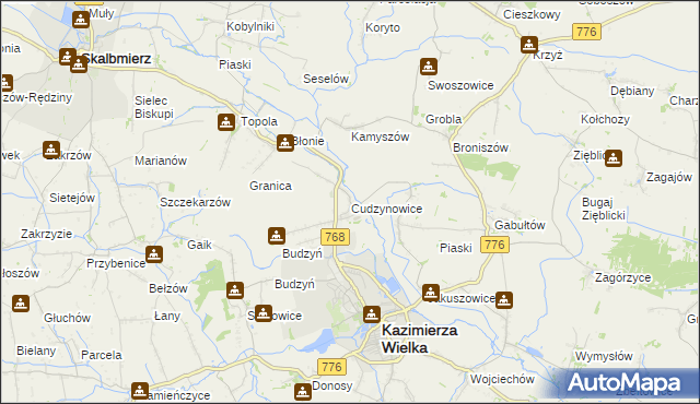 mapa Cudzynowice, Cudzynowice na mapie Targeo