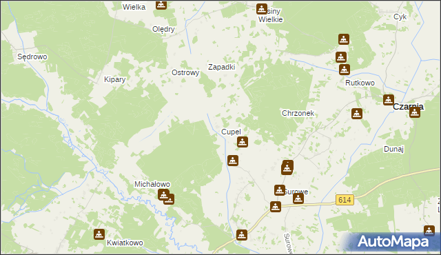 mapa Cupel gmina Czarnia, Cupel gmina Czarnia na mapie Targeo