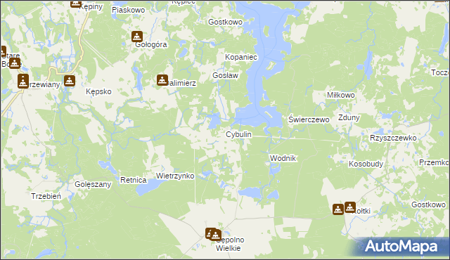 mapa Cybulin gmina Biały Bór, Cybulin gmina Biały Bór na mapie Targeo