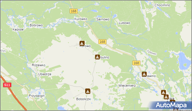 mapa Cybulino gmina Bobolice, Cybulino gmina Bobolice na mapie Targeo