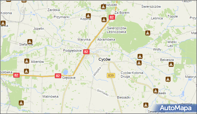 mapa Cyców, Cyców na mapie Targeo