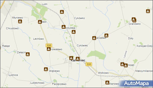 mapa Cykówiec, Cykówiec na mapie Targeo