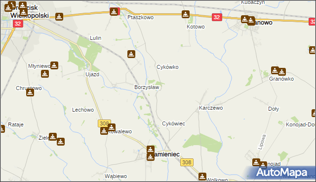 mapa Cykowo, Cykowo na mapie Targeo