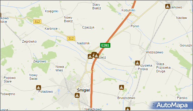 mapa Czacz gmina Śmigiel, Czacz gmina Śmigiel na mapie Targeo