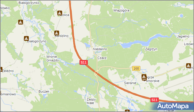 mapa Czacz gmina Świeszyno, Czacz gmina Świeszyno na mapie Targeo